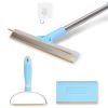 Pet Hair Removal Rake With 54.33In Adjustable Telescopic Rod Multi-Fabric Dog Cat Hair Scraper Lint Shaver For Carpet Rug Clothes Couch