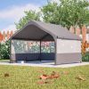 4\'X4\'X3\' Extra Large Outdoor Dog House Tent Breathable Outdoor Enclosure With 3-Sided Roll-Up Mesh Windows Ground Stakes Storage Bag For Dogs, Cats