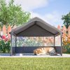 4\'X4\'X3\' Extra Large Outdoor Dog House Tent Breathable Outdoor Enclosure With 3-Sided Roll-Up Mesh Windows Ground Stakes Storage Bag For Dogs, Cats